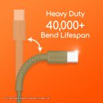 CA29 Gadjet Extra Long Charge + Sync Cable Brown heavy duty 40,000+ bend lifespan