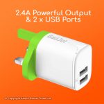 CH02 Gadjet Universal 2-USB AC Charger 2.4a Powerful Output and 2 USB Ports