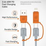 Gadjet CA23 4-in-1 Universal Cable For Type-C + Type-C + Lightning +USB Devices 2.4A 60W PD Fast Charging Cable