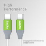 Gadjet CA24 Charge and Sync Cable for Type-C to Type-C Devices White Green High Performance