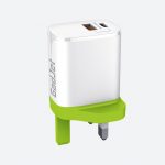 Gadjet CH30 2.4A USB +Type-C Powerful Main Adapter Green Main