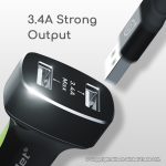 Gadjet MP01 3-in-1 Charging Cable + 2 USB Car Charger 3.4A Strong Output