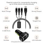 Gadjet MP01 3-in-1 Charging Cable + 2 USB Car Charger Specifications