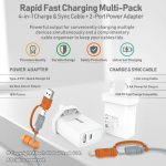 Gadjet MP02 4-in-1 Charge & Synk Cable + 2 Port Power Adapter_
