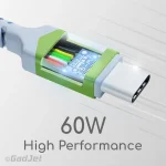 GadJet Long 2-in-1 Rapid Charge & Sync Cable - 60W high performance